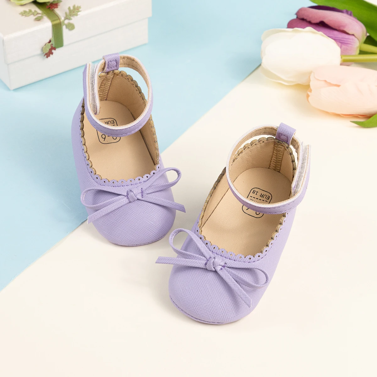 New Baby Shoes Girls' Soft-soled Leather Bowknot Party Princess Shoes Light Flat First Walkers Breathable and Anti-slip