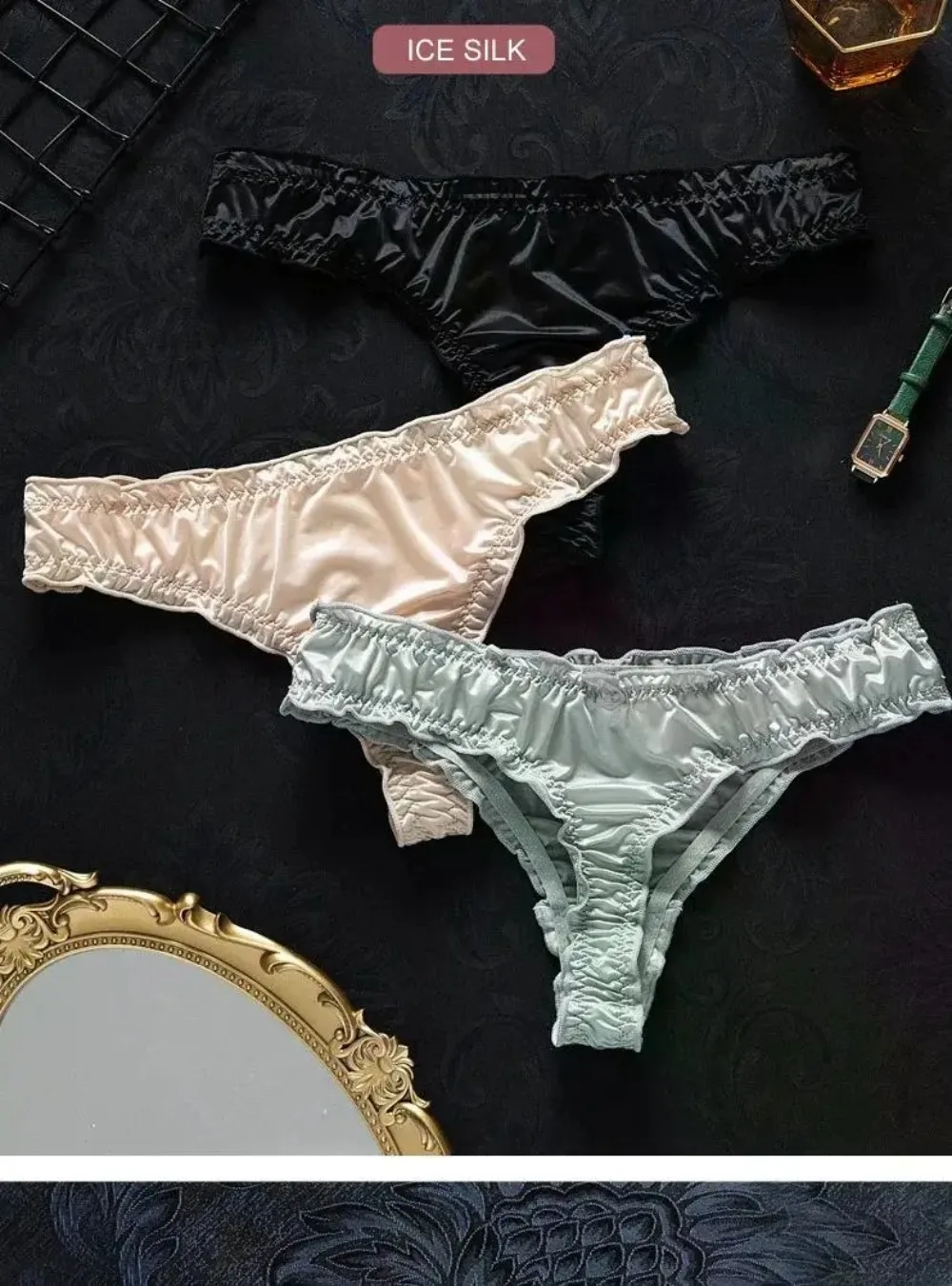 Trendy Ultra-thin Thong Underpants Seamless Ice Silk Women's Panties G-String Girls Intimates Lingerie Perspective Underwear