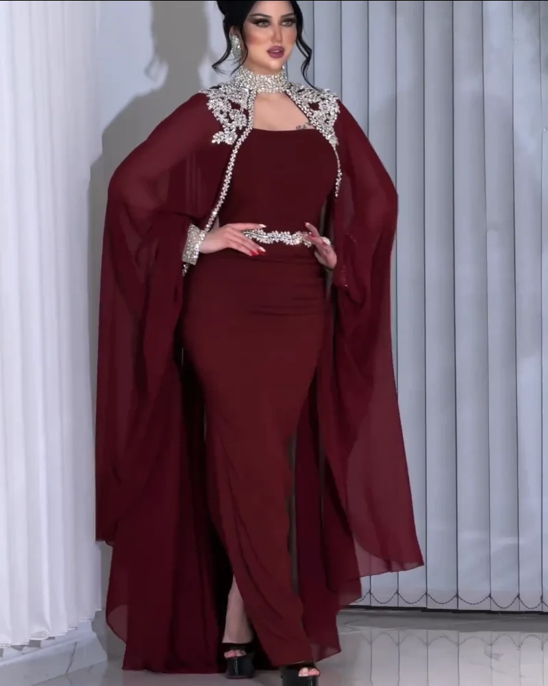 Customized Jersey Sequined Beading High Collar Sheath Midi Dresses Bespoke Occasion Exquisite Sparkle Formal Evening