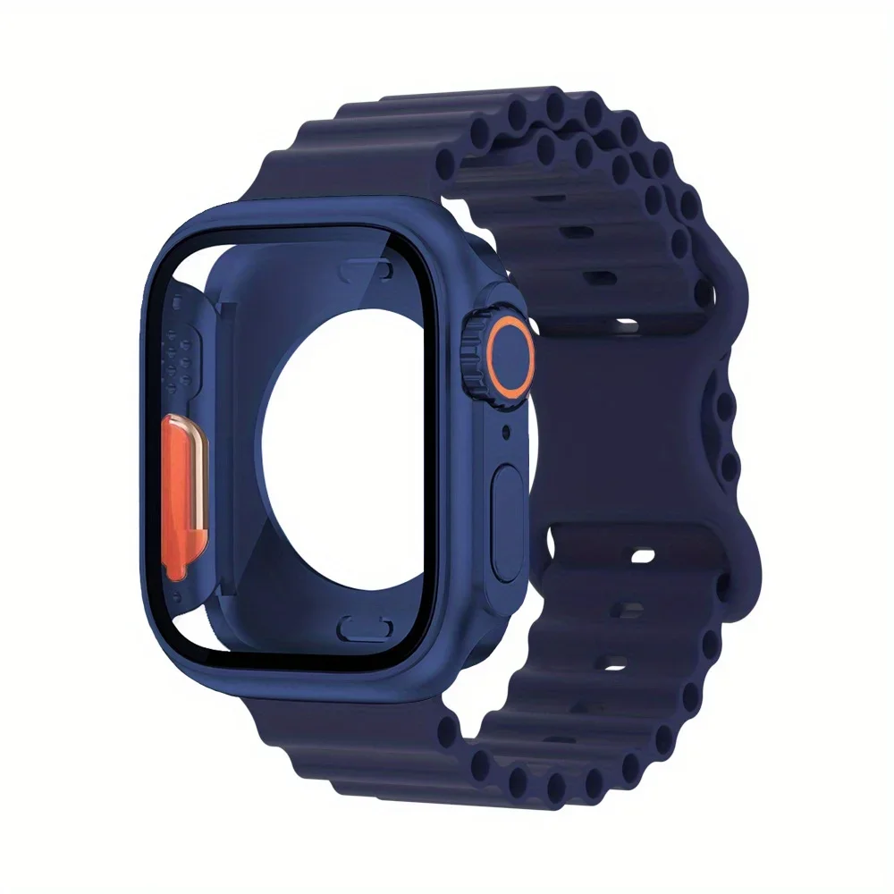 Glass Case+Strap for Apple Watch Band 40mm 41mm 44mm 45mm 42mm 46mm Screen Protectors Case for Apple IWatch Series 10 9 8 7 6 54