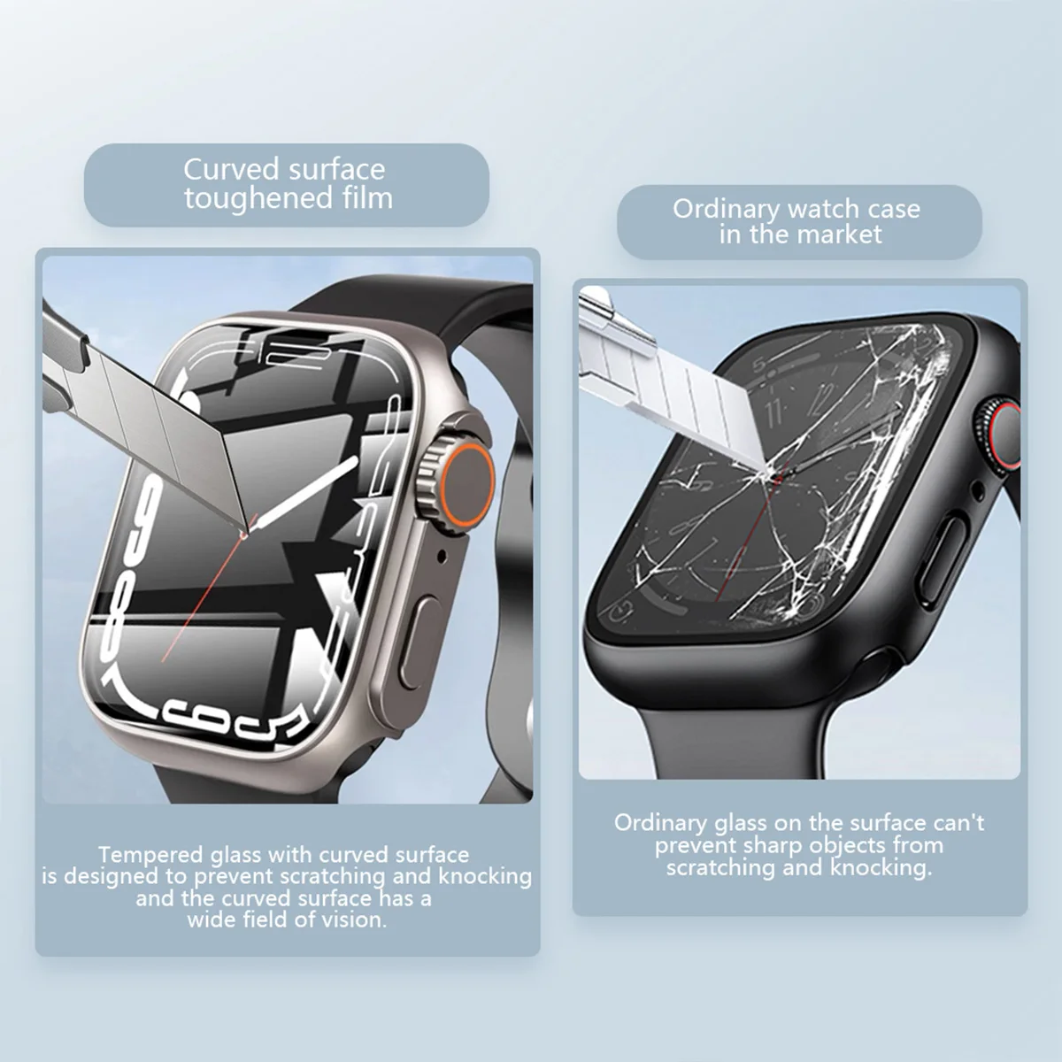 Glass Case+Strap for Apple Watch Band 40mm 41mm 44mm 45mm 42mm 46mm Screen Protectors Case for Apple IWatch Series 10 9 8 7 6 54