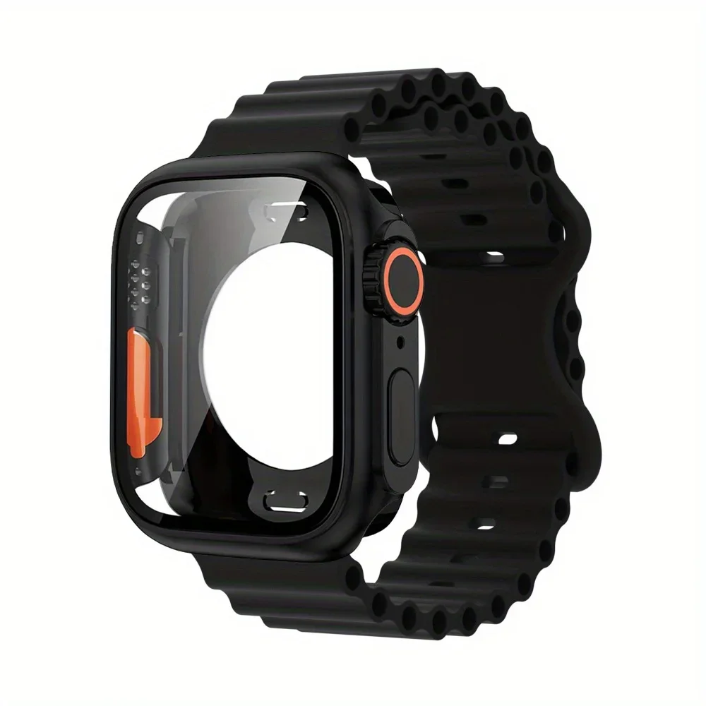 Glass Case+Strap for Apple Watch Band 40mm 41mm 44mm 45mm 42mm 46mm Screen Protectors Case for Apple IWatch Series 10 9 8 7 6 54