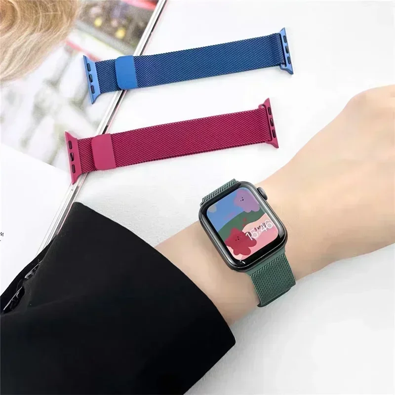Milanese Strap For Apple Watch Ultra 2 49 46mm 42mm 44mm 40mm 45mm 41mm 38mm Bracelet For iWatch Series 10 9 3 6 5 SE 7 8 Strap