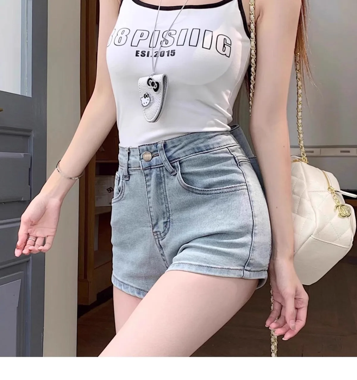 Women's Sexy Denim Shorts Y2K Petite High Waisted Hip Lifting Shorts with Personality 3D Bow Detail Slim Summer Hot Pants