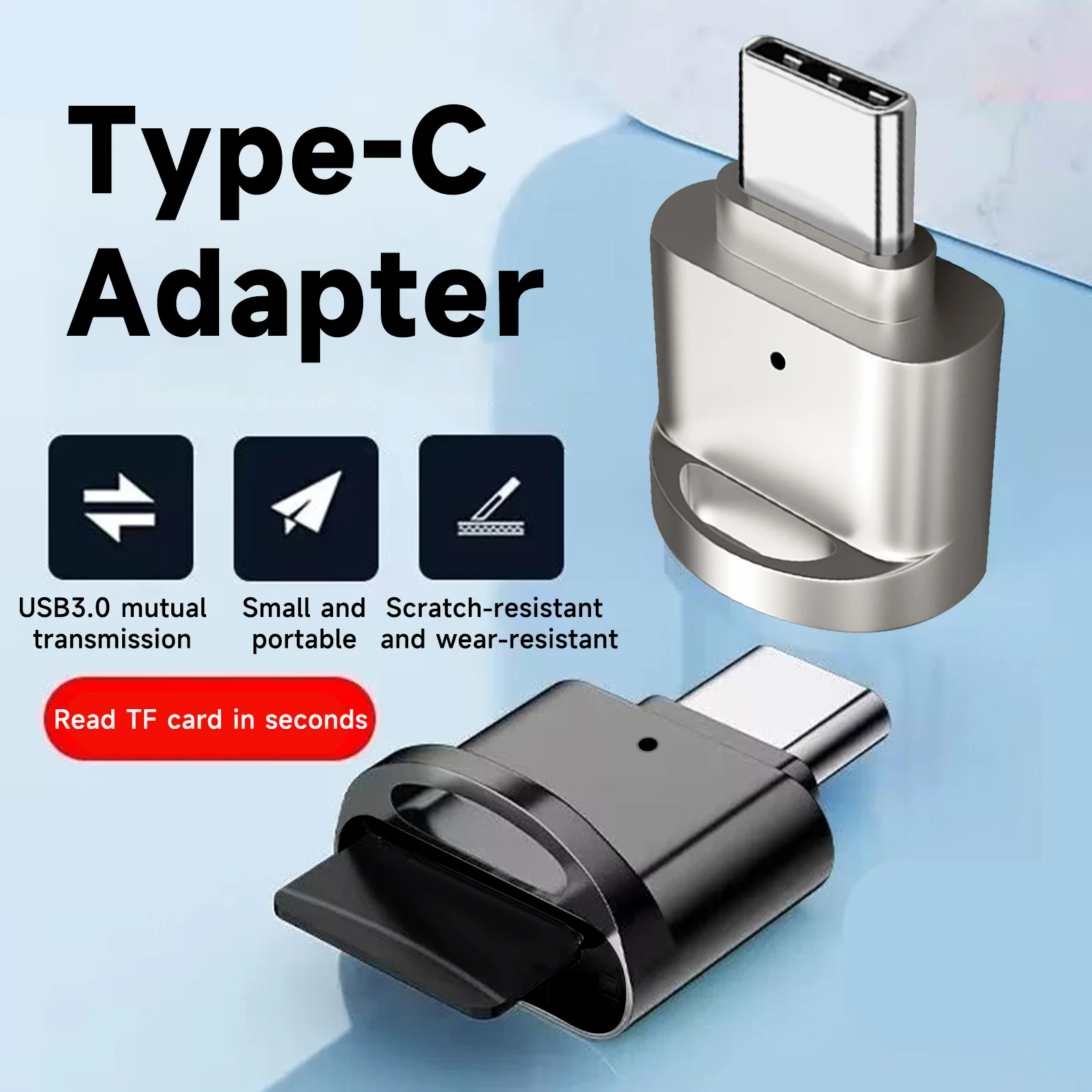 Type C OTG To TF Adapter Micro-SD Memory Card Reader Compatible with Laptops, Tablets, and Smartphones , with chain port
