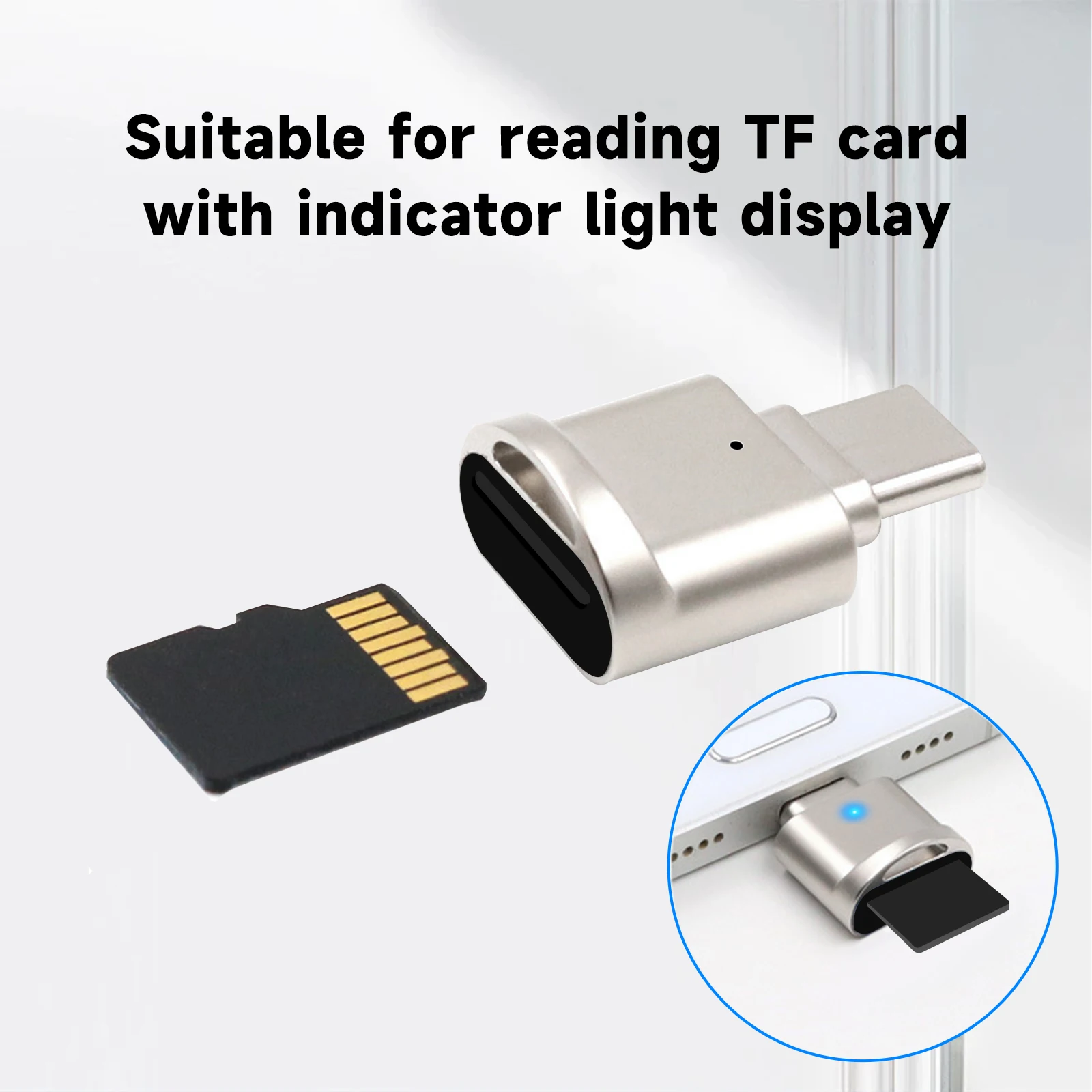 Type C OTG To TF Adapter Micro-SD Memory Card Reader Compatible with Laptops, Tablets, and Smartphones , with chain port