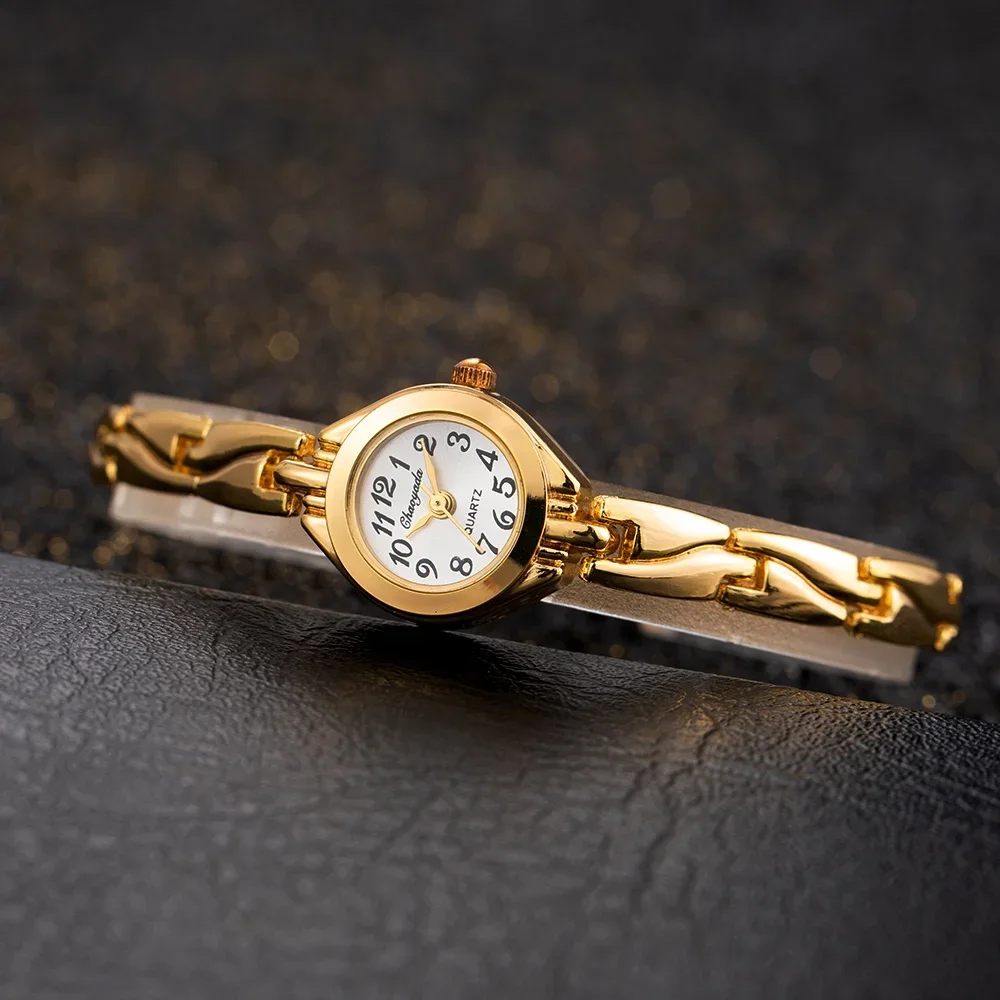 Luxury Gold Plated Ladies Watch Elegant Small Women Bracelet Watch Fashion Ladies Analog Quart Wristwatch Clock Gift Reloj
