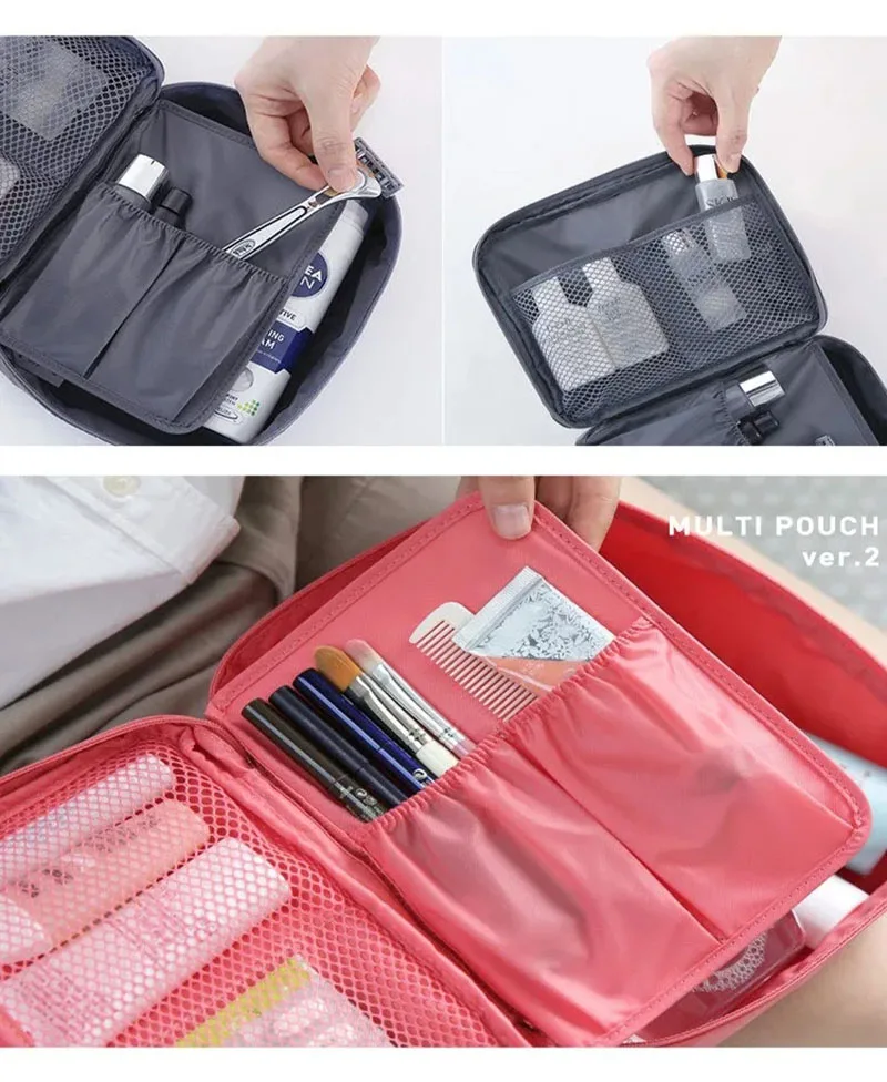Girls Portable Travel Makeup Bag Waterproof Multi Compartment Multifunctional Cosmetic Make Up Toiletry Organizer for Women