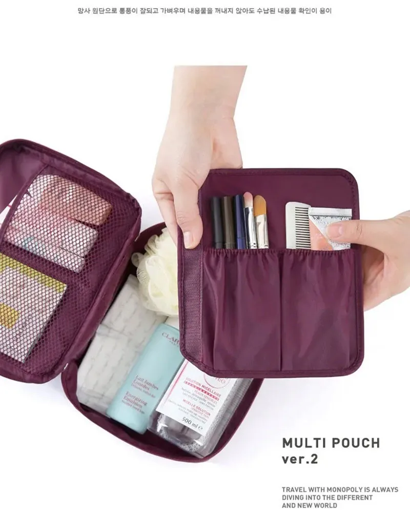 Girls Portable Travel Makeup Bag Waterproof Multi Compartment Multifunctional Cosmetic Make Up Toiletry Organizer for Women