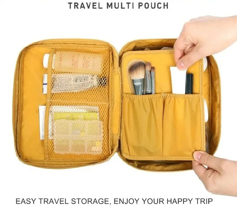 Girls Portable Travel Makeup Bag Waterproof Multi Compartment Multifunctional Cosmetic Make Up Toiletry Organizer for Women