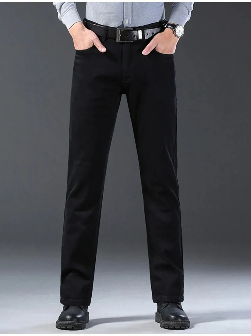 Spring Autumn Vintage Black Business Jeans Men Casual Straight Stretch Classic Work Denim Trousers Korean Comfortable Brand Pant