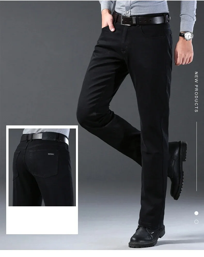 Spring Autumn Vintage Black Business Jeans Men Casual Straight Stretch Classic Work Denim Trousers Korean Comfortable Brand Pant