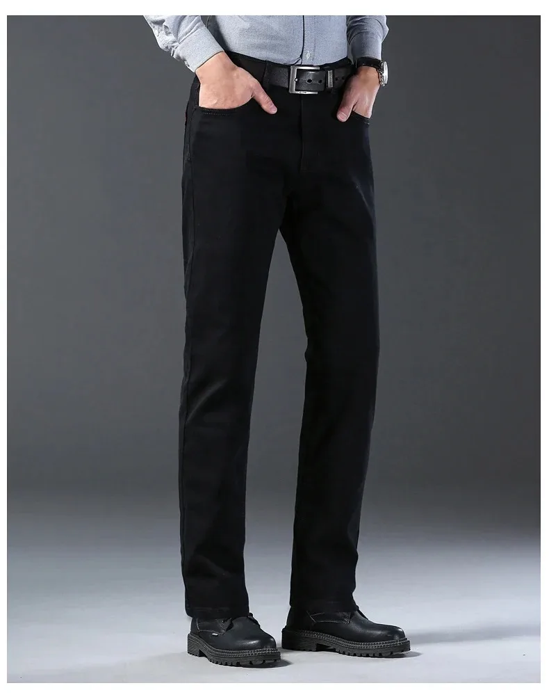 Spring Autumn Vintage Black Business Jeans Men Casual Straight Stretch Classic Work Denim Trousers Korean Comfortable Brand Pant