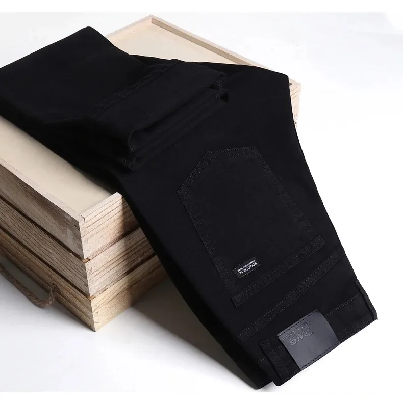 Spring Autumn Vintage Black Business Jeans Men Casual Straight Stretch Classic Work Denim Trousers Korean Comfortable Brand Pant