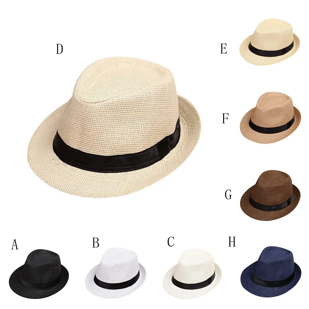 Children Kids Summer Beach Straw Hat Jazz Panama Breathable Hat Large Brim Outdoor Breathable Hats Girls Boy Sunhat