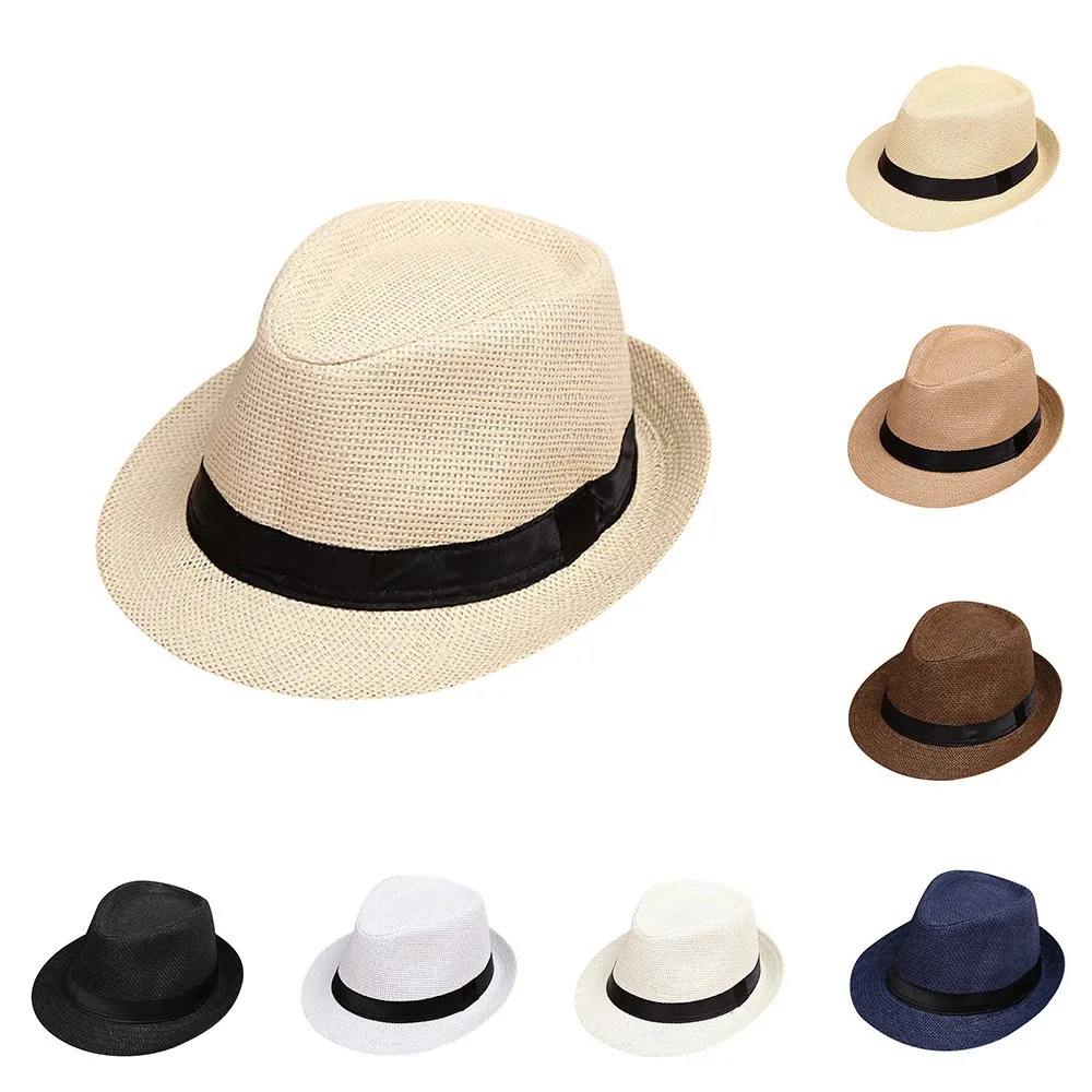 Children Kids Summer Beach Straw Hat Jazz Panama Breathable Hat Large Brim Outdoor Breathable Hats Girls Boy Sunhat