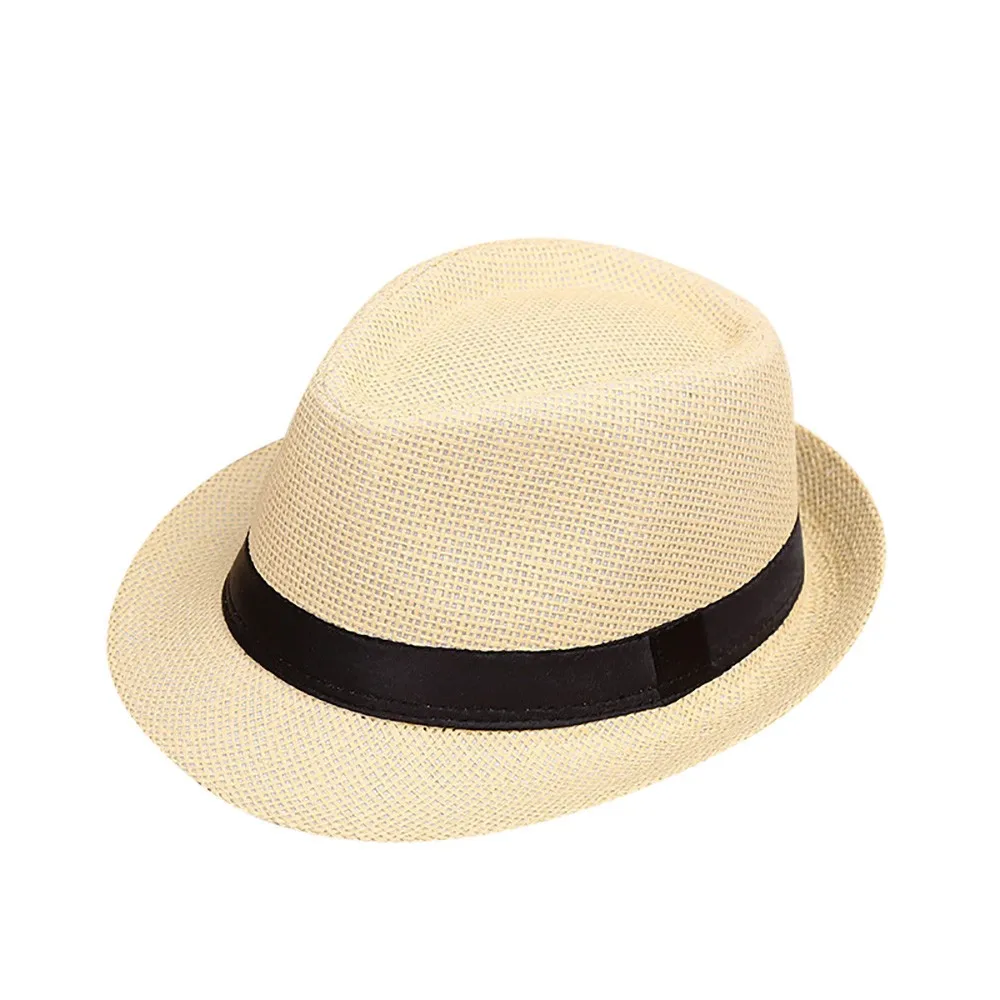 Children Kids Summer Beach Straw Hat Jazz Panama Breathable Hat Large Brim Outdoor Breathable Hats Girls Boy Sunhat