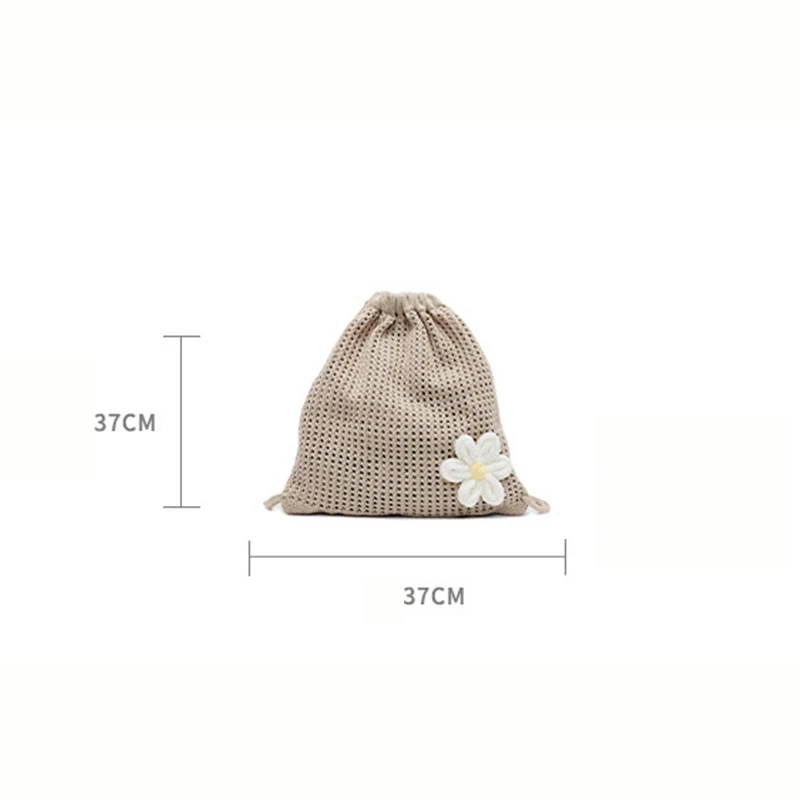 Solid Color Knitting Shoulder Bag Large Capacity Bohemian Crochet Backpack Hollow Out Versatile Beach Travel Tote Bag For Women