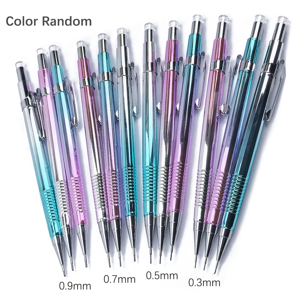 New Creative 2 In 1 Mechanical Pencil & Blue Ballpoint Pens Set, 0.3 0.5 0.7 0.9mm Automatic Pencil With Eraser Writing Supplies