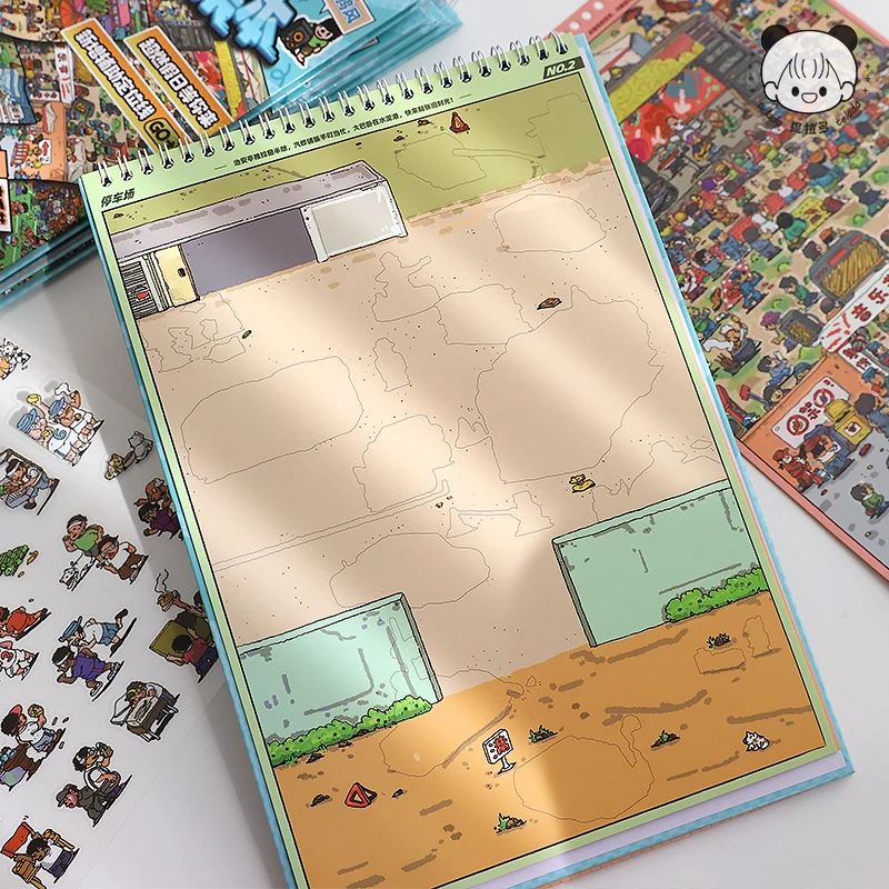 45Pcs Cartoon Landscape Sticker Book DIY 3DMiniature Scene Collection 1.0 Stickers Gift for Kid Child kawaii stationery stickers