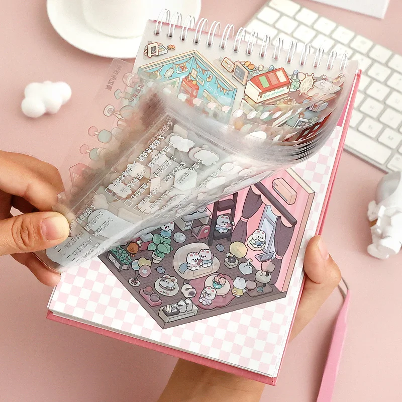 45Pcs Cartoon Landscape Sticker Book DIY 3DMiniature Scene Collection 1.0 Stickers Gift for Kid Child kawaii stationery stickers