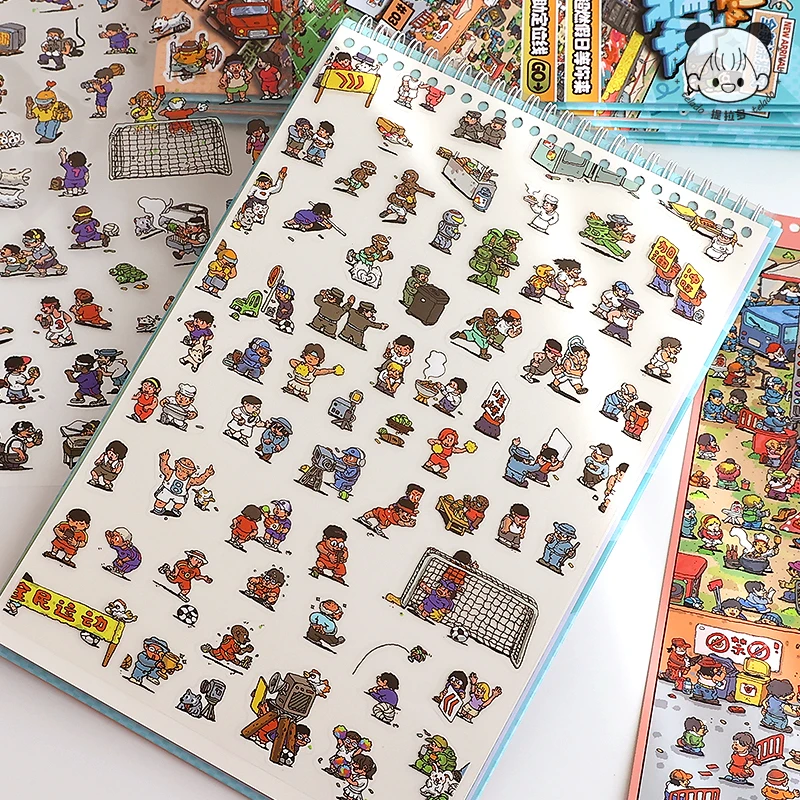 45Pcs Cartoon Landscape Sticker Book DIY 3DMiniature Scene Collection 1.0 Stickers Gift for Kid Child kawaii stationery stickers