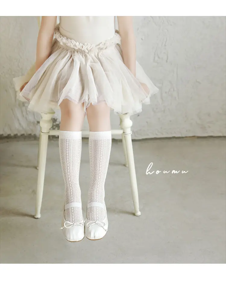 Summer 3-12Y Kids Girls Mid-tube Socks Children Girl Knee High Thin Beige Lace Princess Socks Babys Girls Stockings Cotton Socks