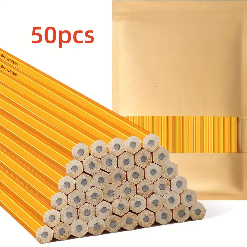 50/100/150pcs Pencils With Eraser Top, 2 HB Pencils Drawing And Sketching, Yellow Wood-Cased Pencils For Office,School Supplies