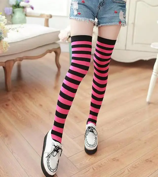 Women's Socks Colorful Stripes Personalized Fashionable Cool Long Tube Socks Gothic Style Japanese Punk Jk Calf Stockings Girl