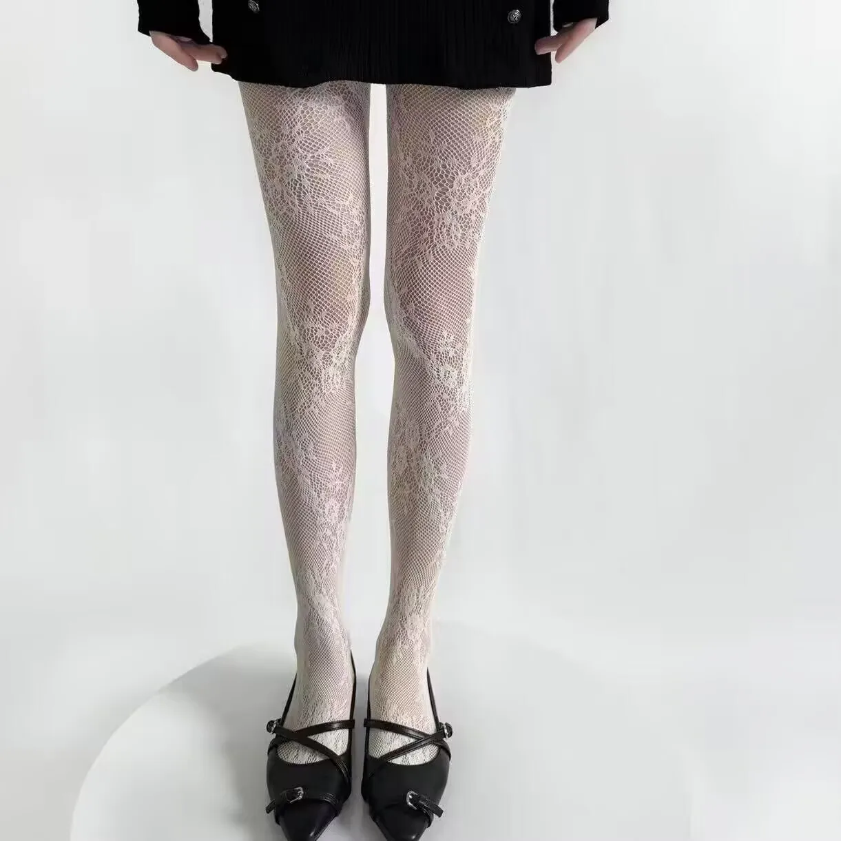 1 Piece Women 4 Colors Black White Wine Khaki Floral Romantic Hollow Out Lady Sexy Fashion Fishnet Tight Pantyhose