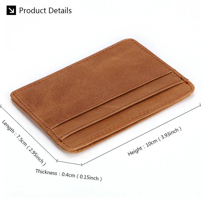 New Arrival Genuine Leather Mini Wallet Man Slim Credit Card Holder Men's Small Purse ID Card Case 4 Slots For Women Coin Pocket