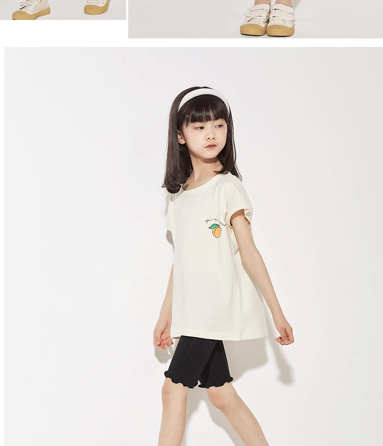 Summer Girls Pants Leggings Modal Cotton Bottoms Knee Medium-length Pants Solid Color Ruffles Legging for Kids Clothes 3-10 Year