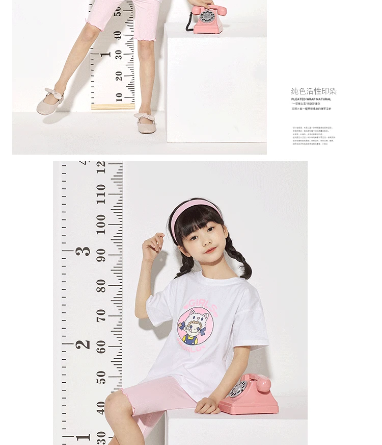 Summer Girls Pants Leggings Modal Cotton Bottoms Knee Medium-length Pants Solid Color Ruffles Legging for Kids Clothes 3-10 Year