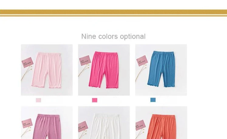 Summer Girls Pants Leggings Modal Cotton Bottoms Knee Medium-length Pants Solid Color Ruffles Legging for Kids Clothes 3-10 Year