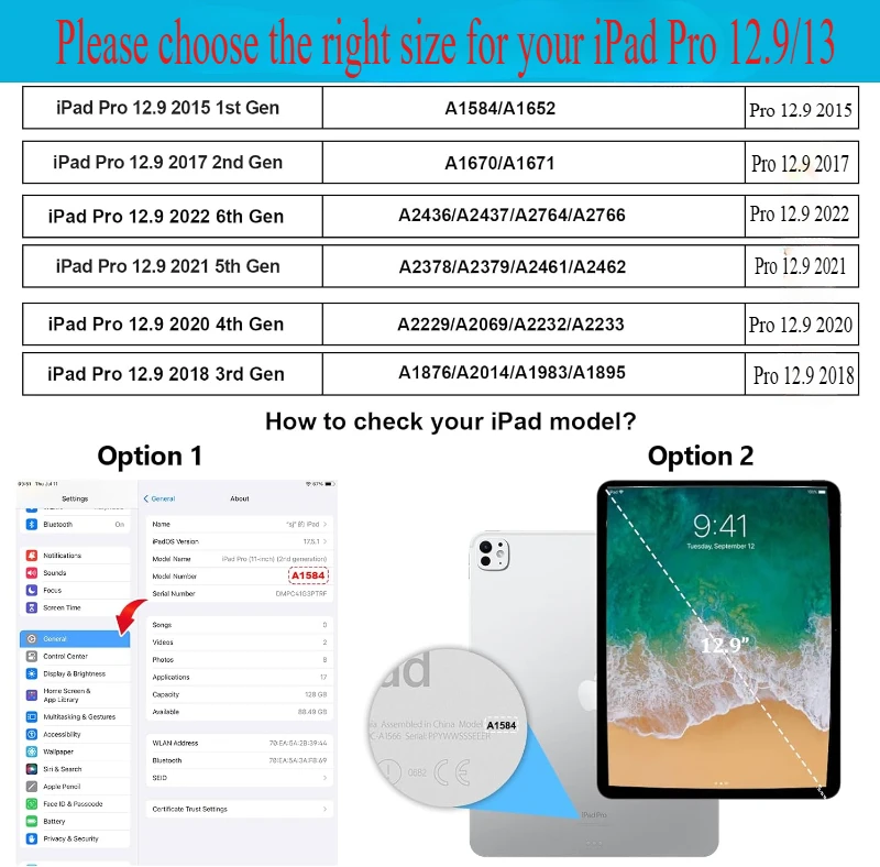 Case For iPad Pro 12.9 Cover 2015/2017 A2014 A1895 A1876 A1671 A1584 A1652 Lightweight Slim Cover Magnet iPad Air 13 2024 funda