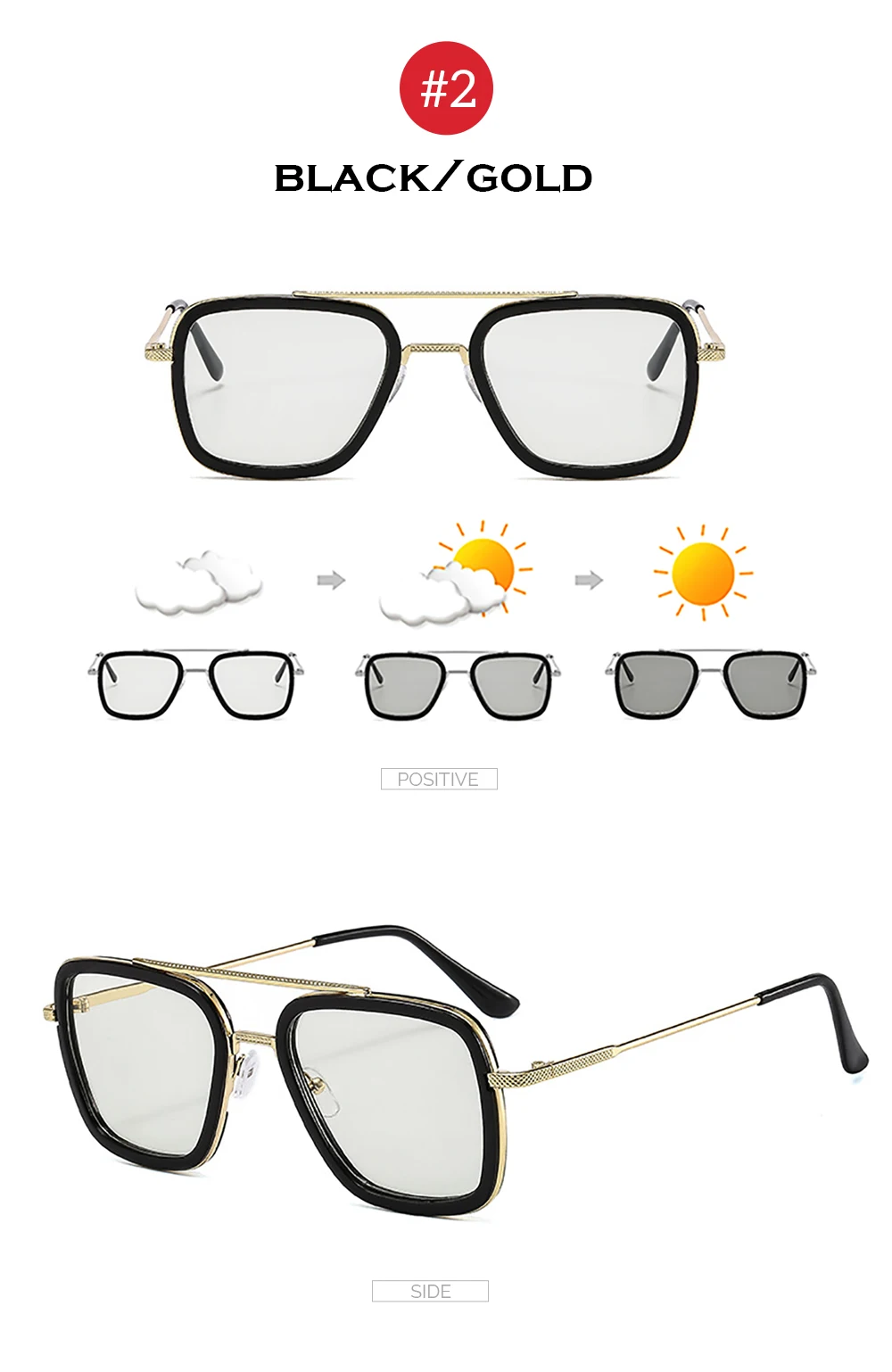 Square Photochromic Glasses Men Anti Blue Light Blocking Eyeglasses Computer Ray Retro Unisex Tony Stark Goggles