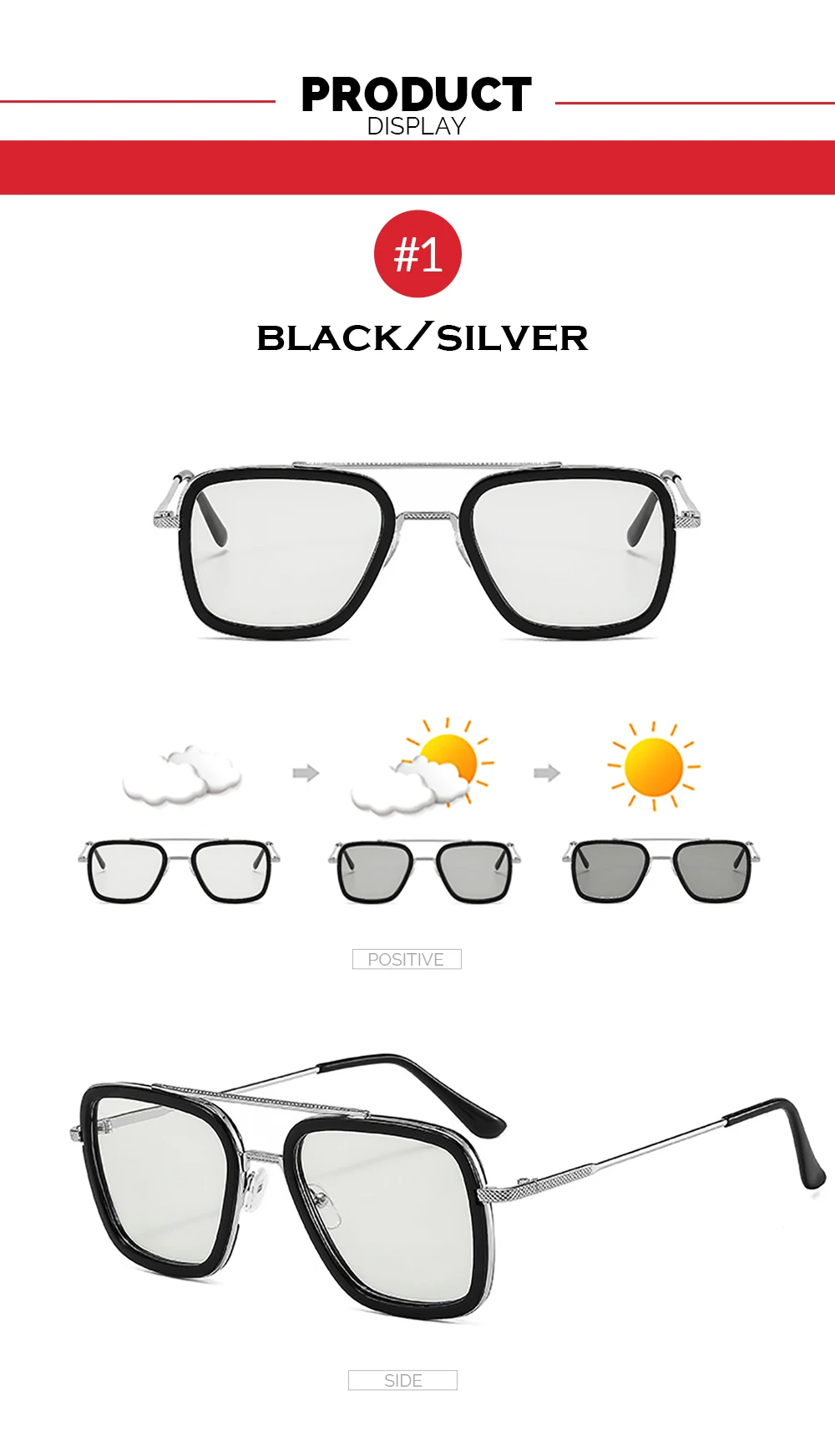 Square Photochromic Glasses Men Anti Blue Light Blocking Eyeglasses Computer Ray Retro Unisex Tony Stark Goggles