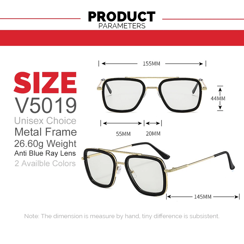 Square Photochromic Glasses Men Anti Blue Light Blocking Eyeglasses Computer Ray Retro Unisex Tony Stark Goggles