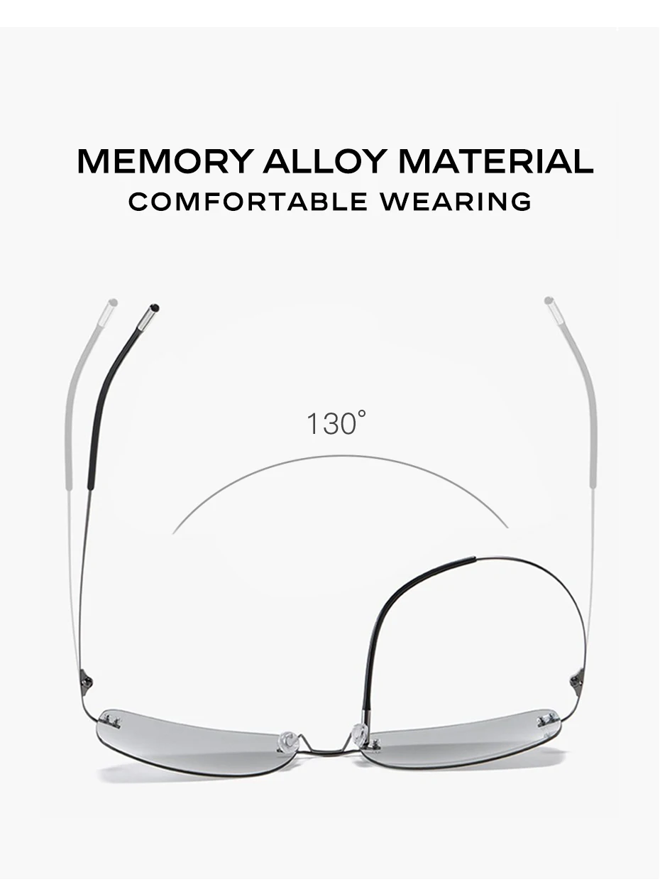 CAPONI Square Sun Glasses For Men Photochromic Polarized Rimless Sunglasses Classic Design High Quality Eyewear UV400 BS7467