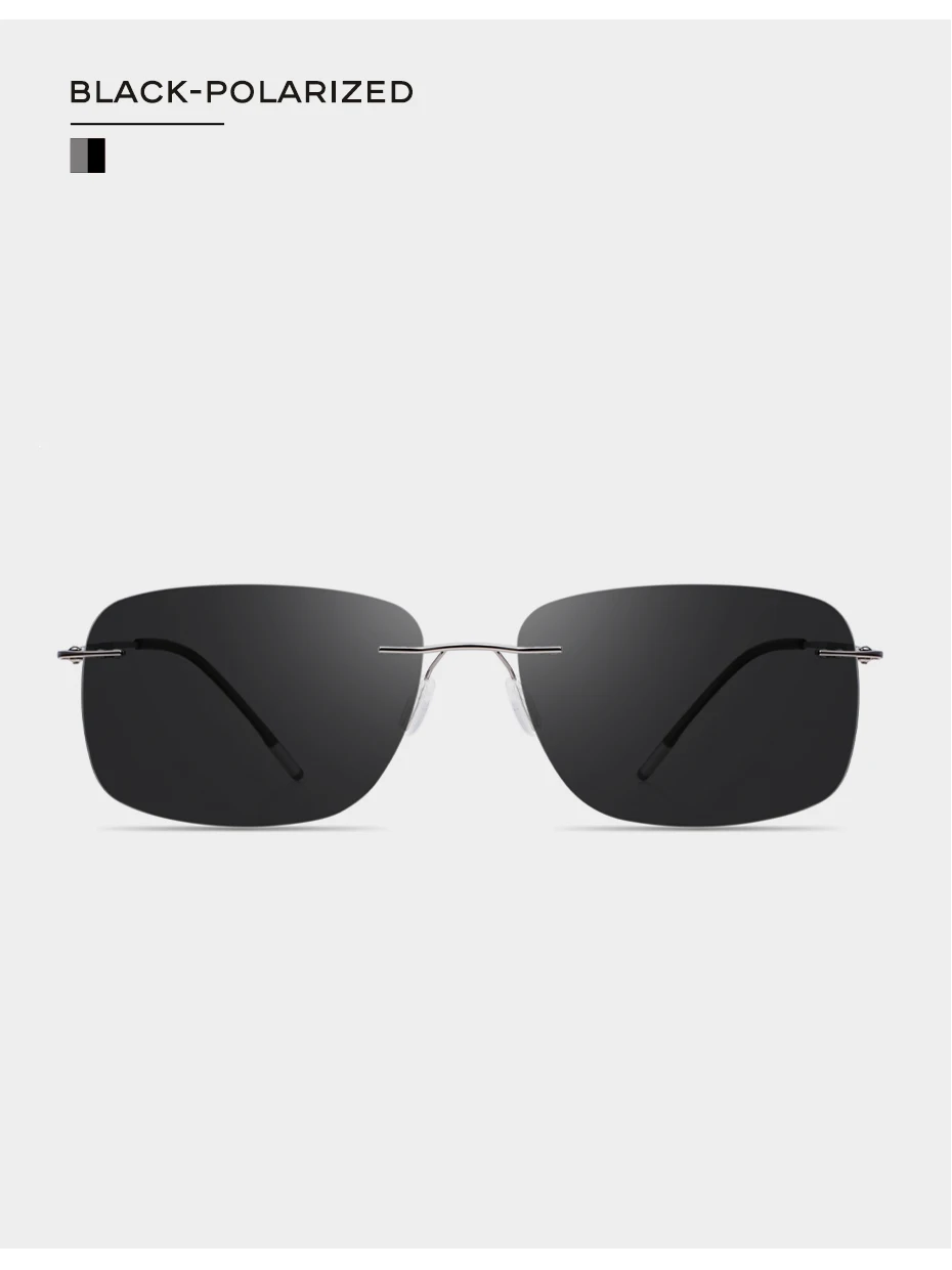 CAPONI Square Sun Glasses For Men Photochromic Polarized Rimless Sunglasses Classic Design High Quality Eyewear UV400 BS7467
