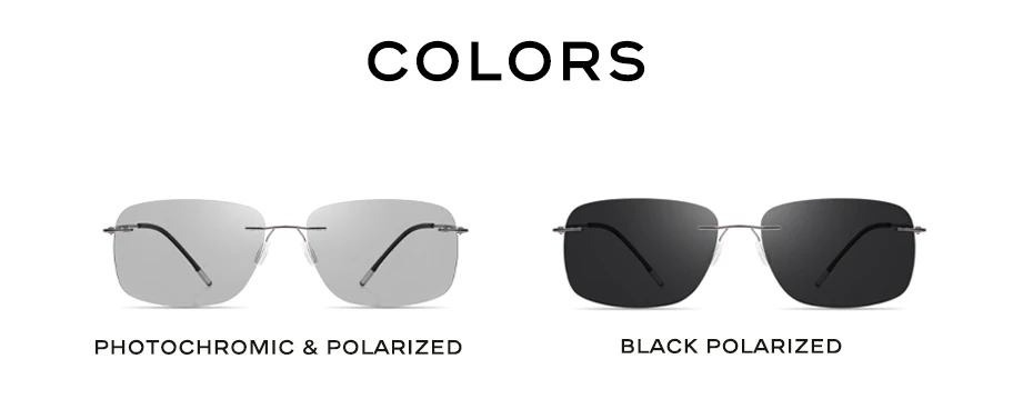 CAPONI Square Sun Glasses For Men Photochromic Polarized Rimless Sunglasses Classic Design High Quality Eyewear UV400 BS7467
