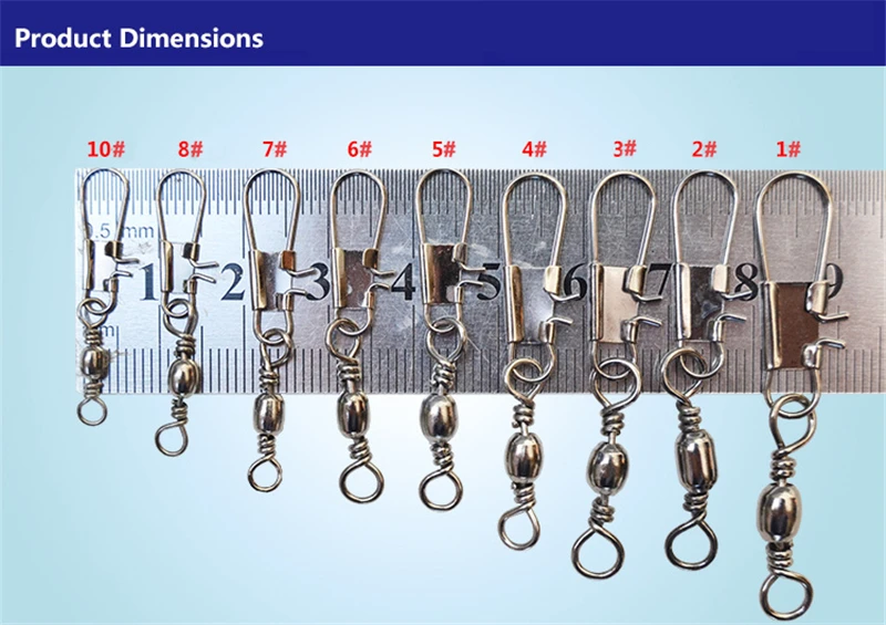 50pcs Winter Ice Fishing Goods Swivel Fishing Connector Pin Bearing Rolling Swivel Snap Fastlock Clips Fishhook Lure TacklePesca