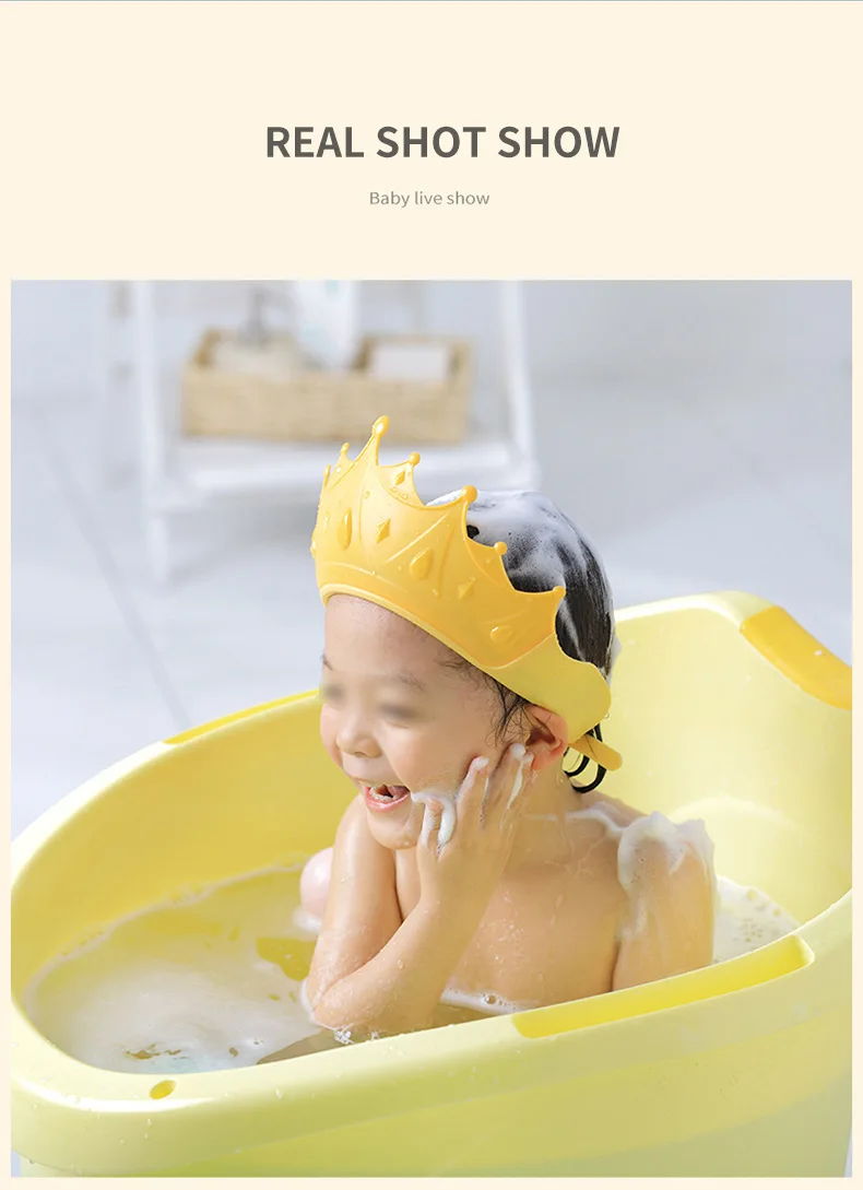 Baby Shower Cap Waterproof Shampoo Hat for Children Shower Toddler Protect Ears Eyes Girl Boy Adjustable Silicone Bathing Crown