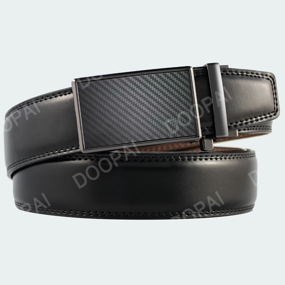 DOOPAI Mens Leather Belt Automatic Genuine Leather Belts Leisure Fashion Ratchet Belts for Men Pants Waistband Ремень