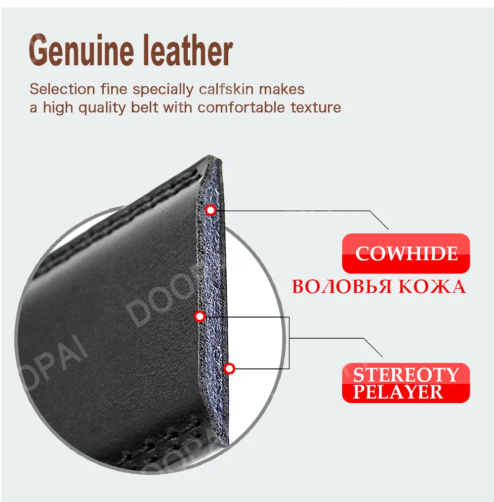 DOOPAI Mens Leather Belt Automatic Genuine Leather Belts Leisure Fashion Ratchet Belts for Men Pants Waistband Ремень