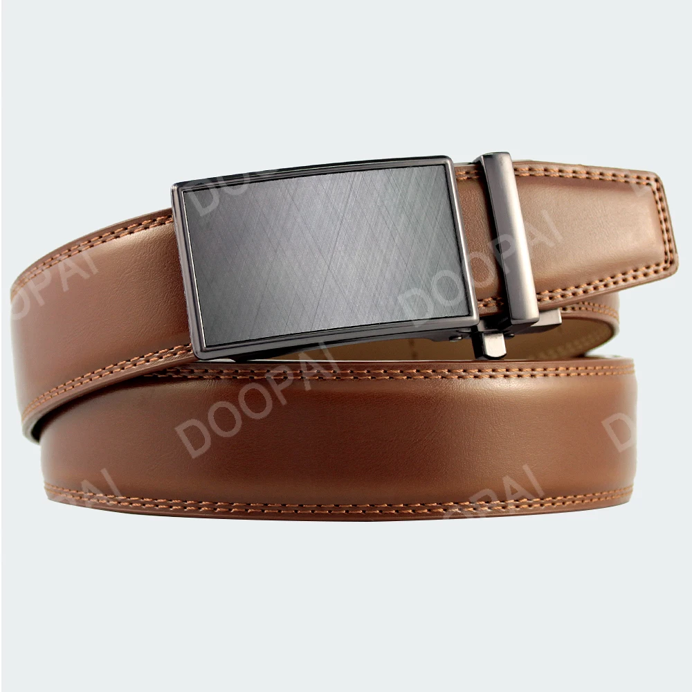 DOOPAI Mens Leather Belt Automatic Genuine Leather Belts Leisure Fashion Ratchet Belts for Men Pants Waistband Ремень