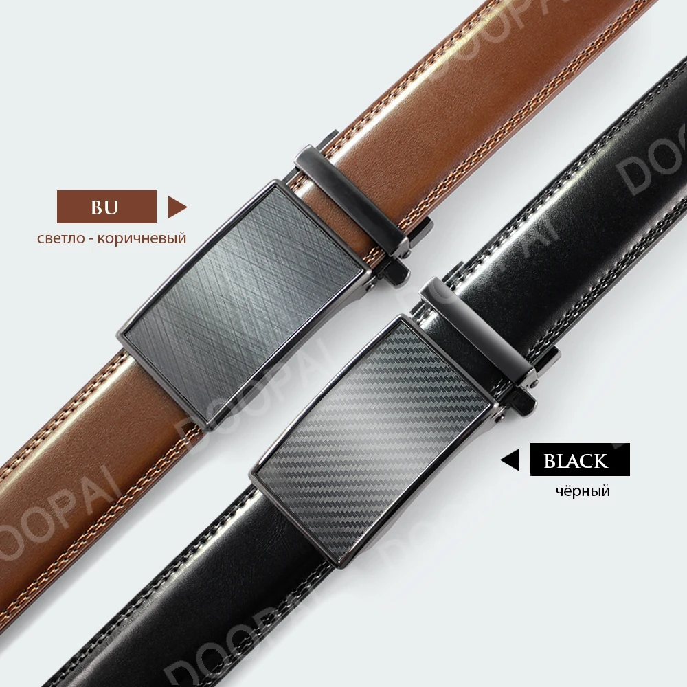 DOOPAI Mens Leather Belt Automatic Genuine Leather Belts Leisure Fashion Ratchet Belts for Men Pants Waistband Ремень