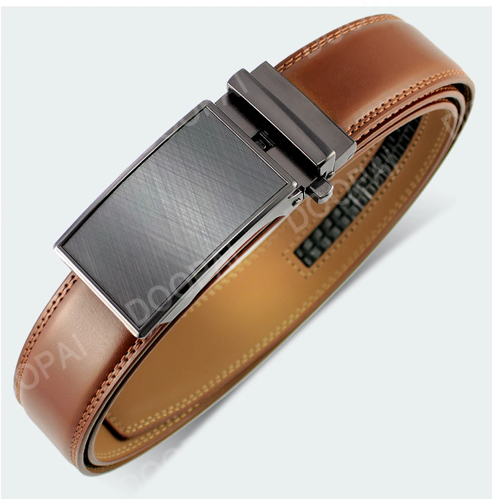 DOOPAI Mens Leather Belt Automatic Genuine Leather Belts Leisure Fashion Ratchet Belts for Men Pants Waistband Ремень