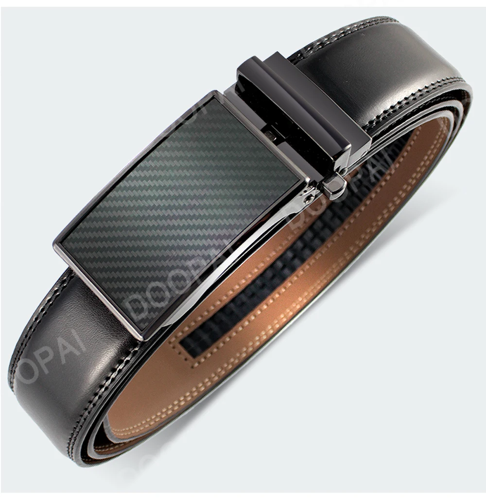 DOOPAI Mens Leather Belt Automatic Genuine Leather Belts Leisure Fashion Ratchet Belts for Men Pants Waistband Ремень