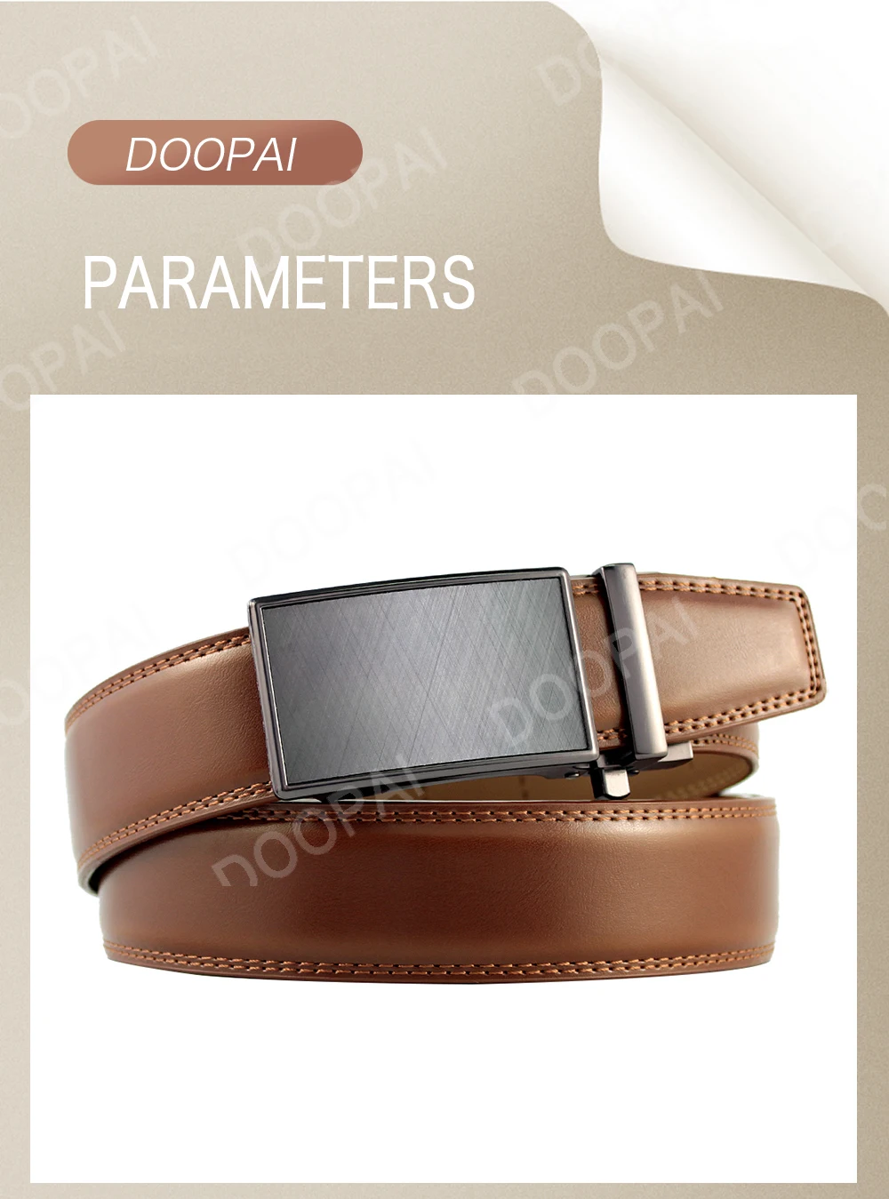 DOOPAI Mens Leather Belt Automatic Genuine Leather Belts Leisure Fashion Ratchet Belts for Men Pants Waistband Ремень